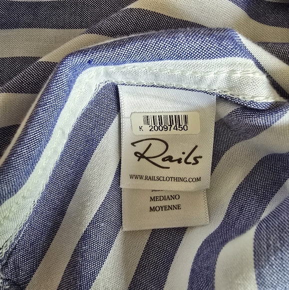 Rails Val Blue White Stripe tie front button up shirt size medium - Picture 13 of 14